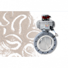 Eccentric Butterfly Valve with pneumatically charged, replaceable profiled sealing ring, placed on a easily demountable carrier ring.