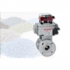 WAREX-Ball-Valve with flange connection specially for powder and bulk handling one side sealed, with free outlet