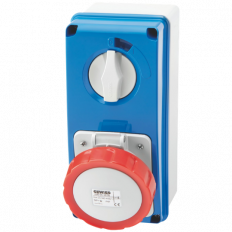 GW66220N 32A - VERTICAL FIXED INTERLOCKED SOCKET OUTLET - WITH BOTTOM - WITHOUT FUSE-HOLDER BASE - 3P+N+E 32A 346-415V - 50/60HZ 6H - IP67