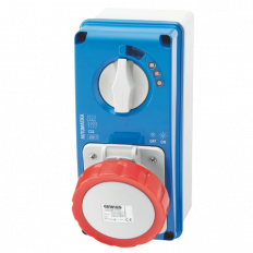 GW66059N - VERTICAL FIXED INTERLOCKED SOCKET OUTLET - AUTOMATIKA - MT 6KA CURVE C - WITH BOTTOM - 3P+N+E 16A 400V 6H - IP67