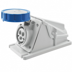 GW62499 - 90° ANGLED SURFACE-MOUNTING SOCKET-OUTLET - IP67 - 2P+E 16A 200-250V 50/60HZ - BLUE - 6H - SCREW WIRING