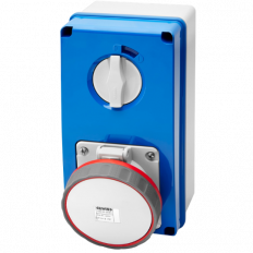 GW67264N - VERTICAL FIXED INTERLOCKED SOCKET OUTLET - WITH BOTTOM - WITHOUT FUSE-HOLDER BASE - 3P+N+E 63A 346-415V - 50/60HZ 6H - IP67