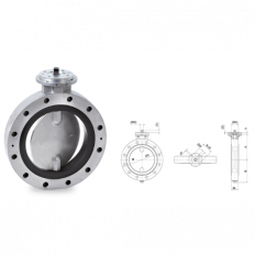 PTFE-lined butterfly valve for use with aggressive media