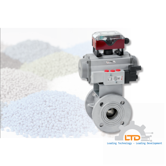 WAREX-Ball-Valve with flange connection specially for powder and bulk handling one side sealed, with free outlet