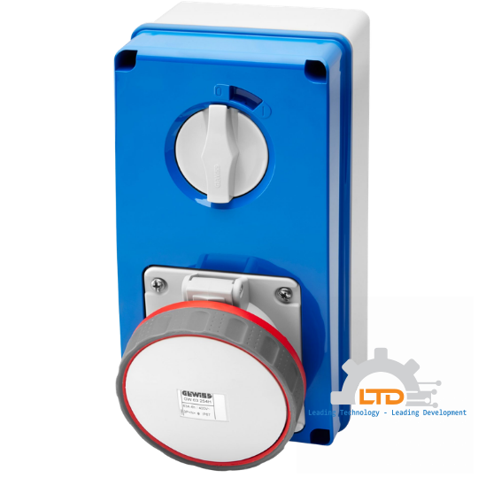 GW67264N - VERTICAL FIXED INTERLOCKED SOCKET OUTLET - WITH BOTTOM - WITHOUT FUSE-HOLDER BASE - 3P+N+E 63A 346-415V - 50/60HZ 6H - IP67