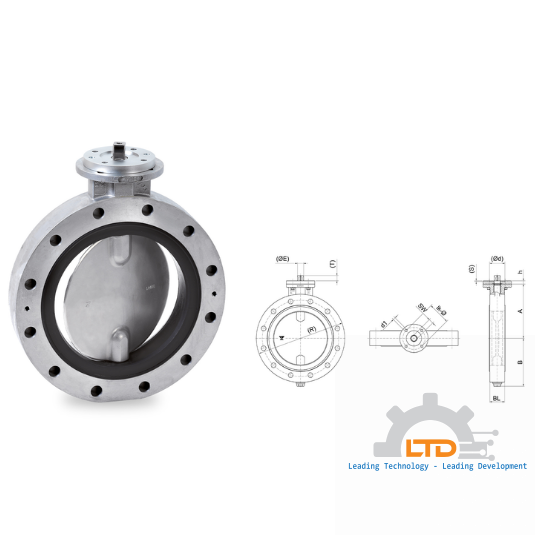 PTFE-lined butterfly valve for use with aggressive media