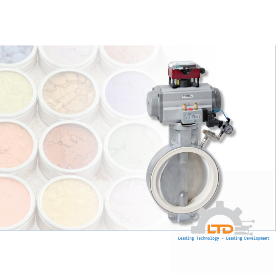 Butterfly Valve with pneumatically charged sealing here with pneumatic actuator.