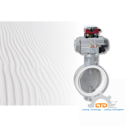 Butterfly valve with pneumatic actuator, solenoid valve and mounted limit switch box to accommodate signalling devices