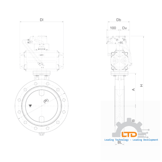 Butterfly Valve with pneumatic actuator and positioner.