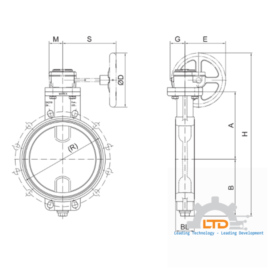 Butterfly Valve with worm gear