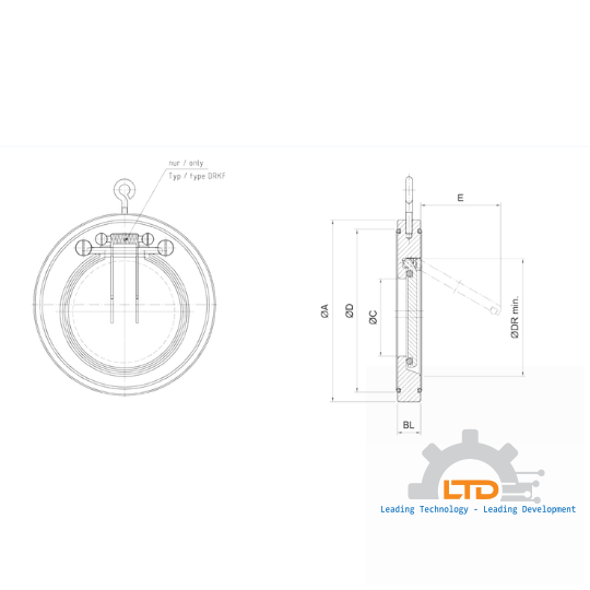 Swing Check Valve for pipings to be fitted between flanges according to DIN 2501
