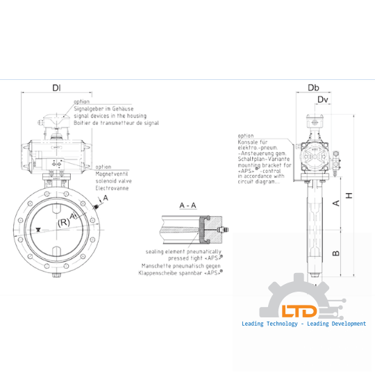 Butterfly Valve with pneumatically charged sealing here with pneumatic actuator.