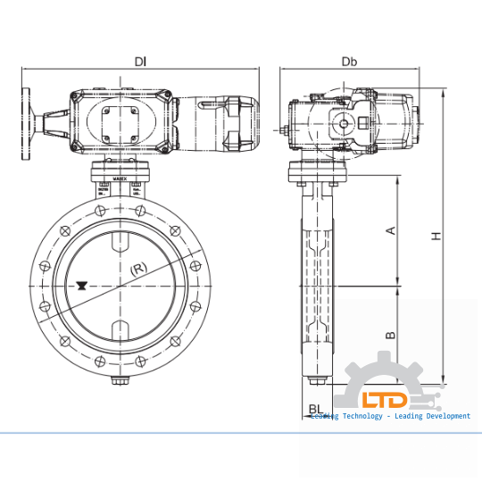 Butterfly Valve with electric actuator.