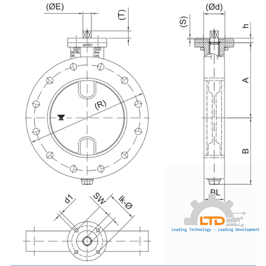 Butterfly Valve, metallic seated, full flange design – for use in the control range up to 280°C