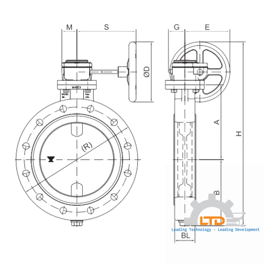 Butterfly Valve with worm gear.