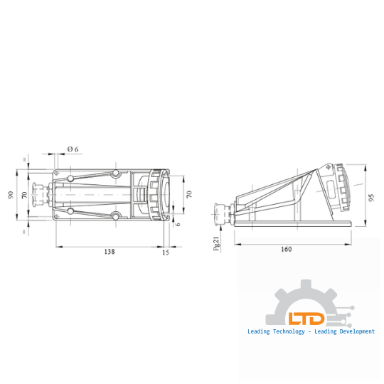 GW62499 - 90° ANGLED SURFACE-MOUNTING SOCKET-OUTLET - IP67 - 2P+E 16A 200-250V 50/60HZ - BLUE - 6H - SCREW WIRING