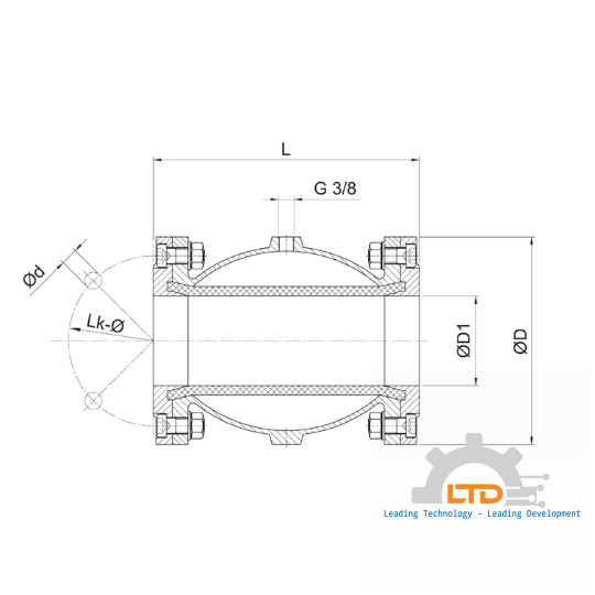 Pinch Valve with pneumatic sealing and flange connection