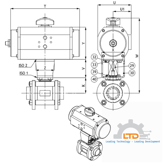 PS4 3-Piece Ball Valve - Threaded Ends