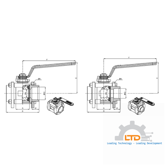 PS4 3-Piece Ball Valve - Threaded Ends
