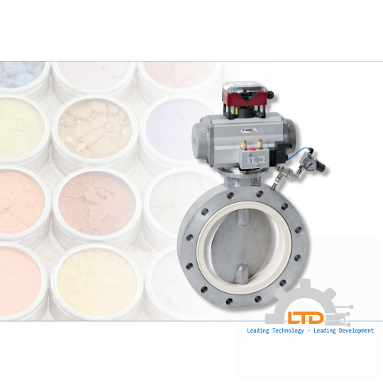 Butterfly Valve with pneumatically charged sealing here with pneumatic actuator.