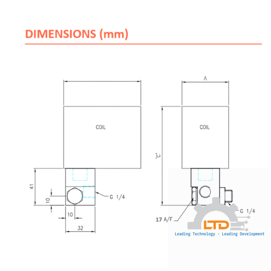E13A-B - 1/4", BSP, Banjo Mount, 3/2, 1/4" BSP Mains Air Connection, 1/8" BSP Exhaust, Normally Open/Normally Closed