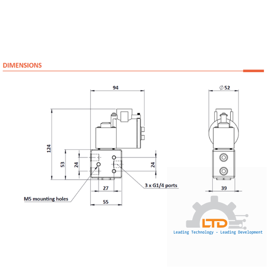 P23 - 1/4", BSP/NPT, Direct Acting, 3/2, Poppet Valve, EXD, Low Power Consumption, Single Solenoid